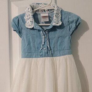 Nannette Kids/Dress/Girls/3T/Blue White/Denim Tulle Lace
